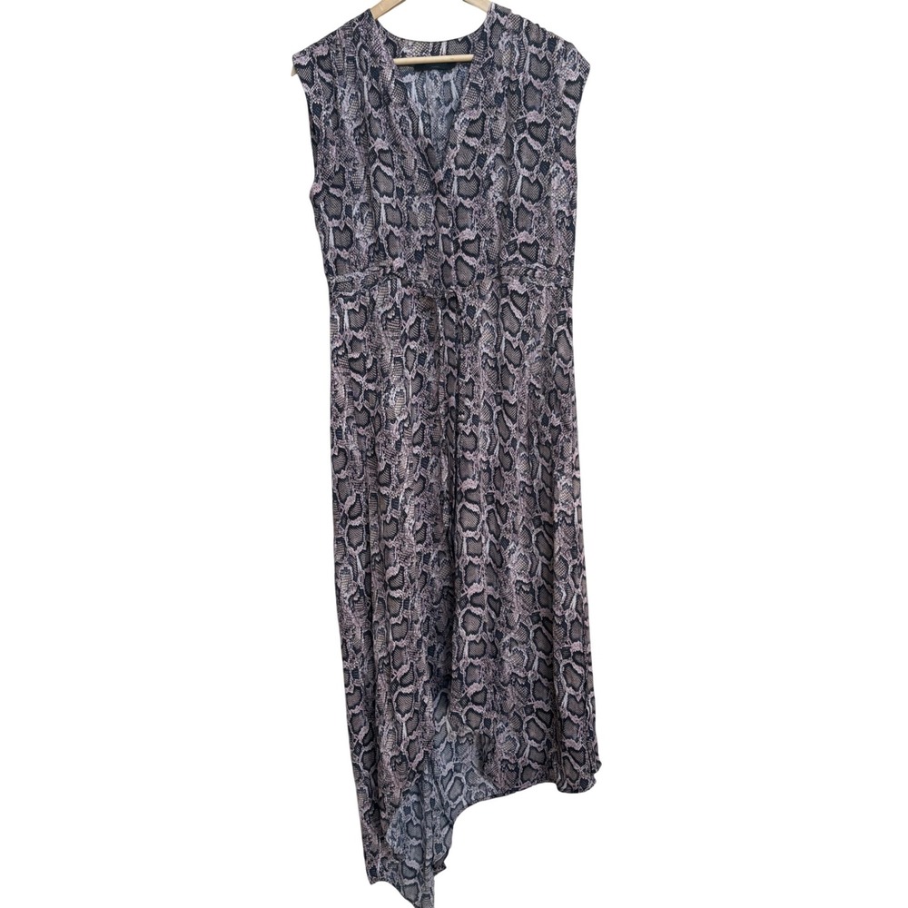 AllSaints Tate Misra Dress Snake Print Sleeveless Asymmetric Hem Maxi Small - Picture 2 of 8